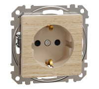 Розетка с заземлением, берёза, Sedna Design