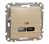 USB розетка A+C, берёза, Sedna Design