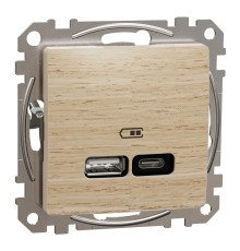 USB розетка A+C, берёза, Sedna Design