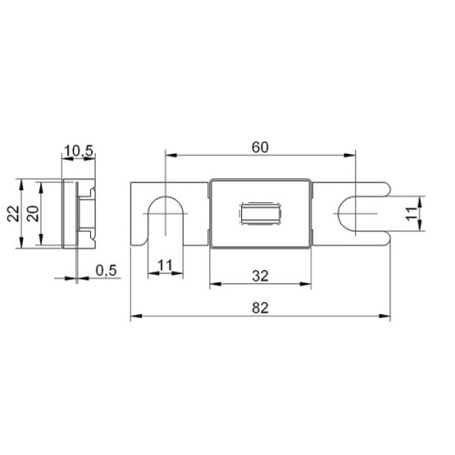 Предохранитель 100A 80V DC для батарей электрокаров, TRB ETI 4341024
