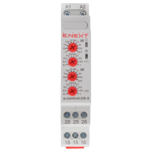 Реле задержки времени на включение, 2 независимых канала, e.control.t15-2 ENEXT i0310044