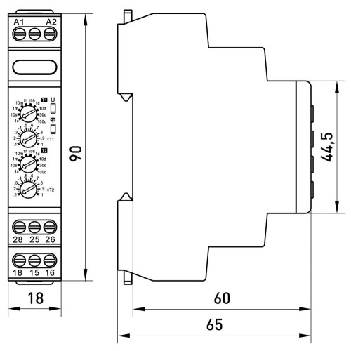 Реле задержки времени на включение, 2 независимых канала, e.control.t15-2 ENEXT i0310044