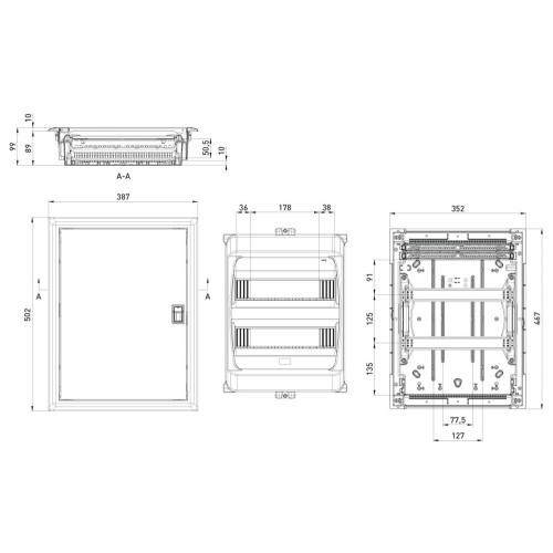 Пластиковый корпус на 28 модулей, встраиваемый, IP40 e.plbox.industrial.w.28 ENEXT i0600003