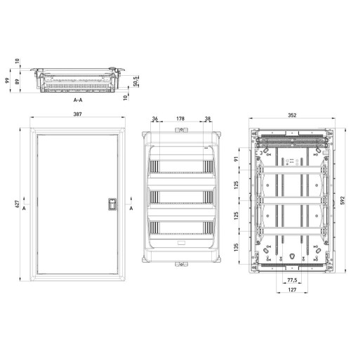 Пластиковый корпус на 42 модуля, встраиваемый, IP40 e.plbox.industrial.w.42 ENEXT i0600004