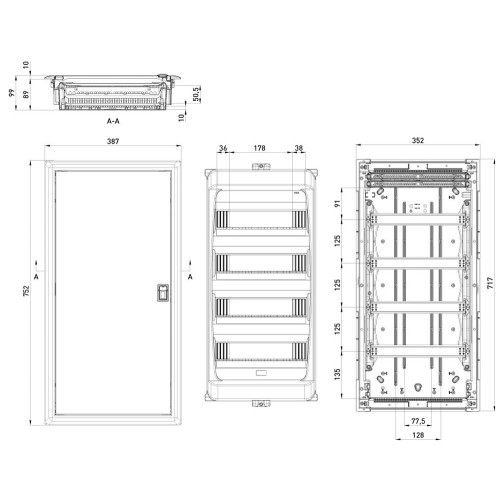 Пластиковый корпус на 56 модулей, встраиваемый, IP40 e.plbox.industrial.w.56 ENEXT i0600005