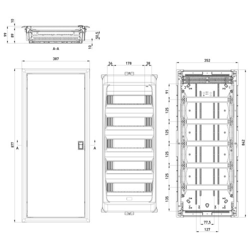 Пластиковый корпус на 70 модулей, встраиваемый, IP40 e.plbox.industrial.w.70 ENEXT i0600006