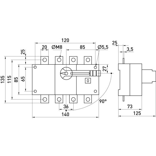 Выключатель нагрузки 160А, 3P, e.industrial.lbs.1-0.3.160 ENEXT i089002