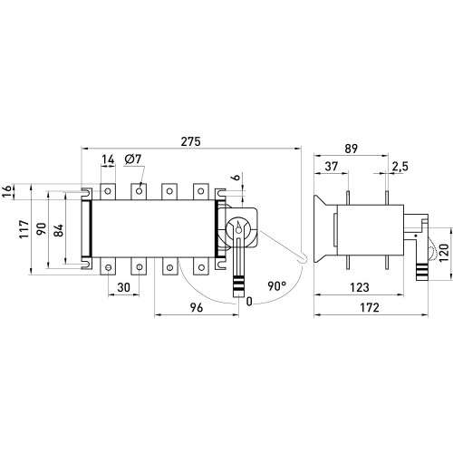 Переключатель нагрузки 100А, 3P, e.industrial.lbs.1-0-2.3.100 ENEXT i089006