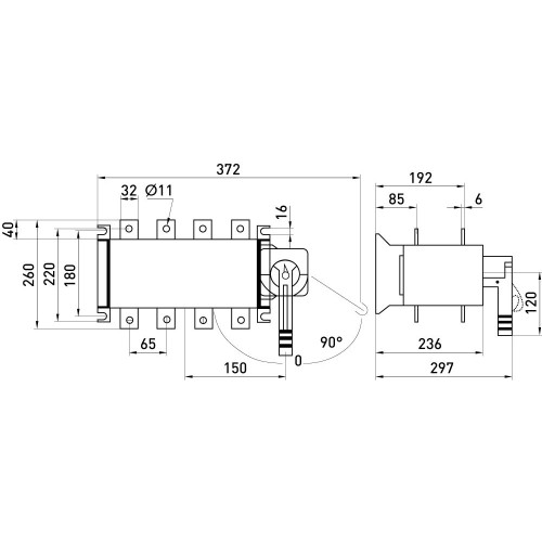 Переключатель нагрузки 630А, 3P, e.industrial.lbs.1-0-2.3.630 ENEXT i089010