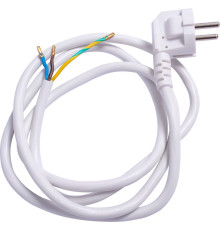 Шнур с вилкой 3х0,75, 1,2м, белый, e.wire.plug.white.0,75