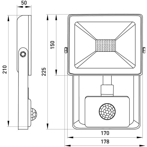 Прожектор светодиодный с датчиком движения 50Вт, 6000К, e.LED.flood.stand.sensor.50.6000 ENEXT l0790009
