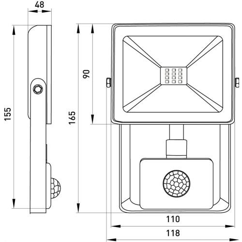 Прожектор светодиодный с датчиком движения 10Вт, 6000К, e.LED.flood.stand.sensor.10.6000 ENEXT l0790010