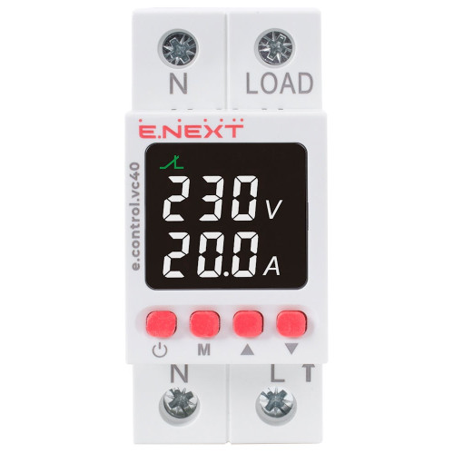 Реле контроля напряжения и тока однофазное 40А с индикацией, e.control.vc40 ENEXT p0690029