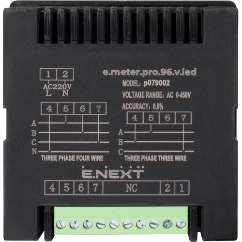 Цифровой вольтметр врезной 96х96мм, АС 230В, 0-450В, e.meter.pro.96.v.led ENEXT p079002