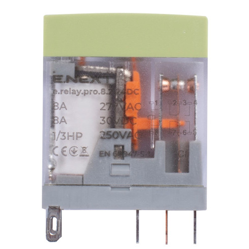 Реле промежуточное 8А, 2 группы контактов, катушка 24В DC, e.relay.pro.8.2.24DC ENEXT p091004