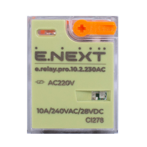 Реле промежуточное 10А, 2 группы контактов, катушка 230В АC, e.relay.pro.10.2.230AC ENEXT p091005