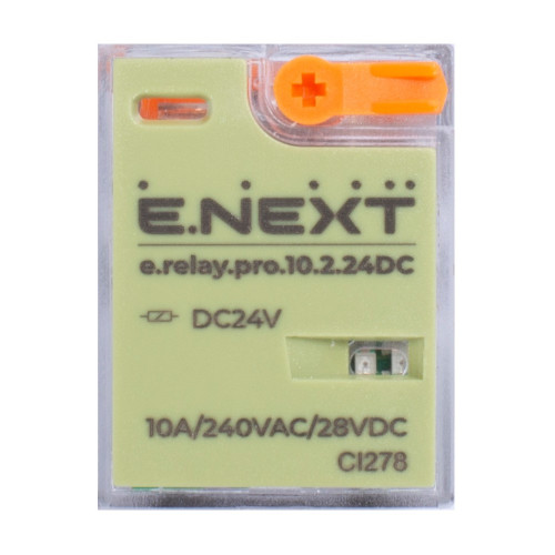 Реле промежуточное 10А, 2 группы контактов, катушка 24В DC, e.relay.pro.10.2.24DC ENEXT p091006