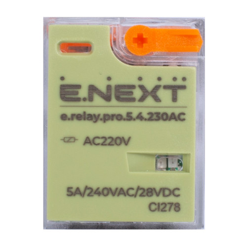 Реле промежуточное 5А, 4 группы контактов, катушка 230В АC, e.relay.pro.5.4.230AC ENEXT p091007