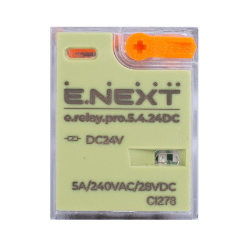 Реле промежуточное 5А, 4 группы контактов, катушка 24В DC, e.relay.pro.5.4.24DC ENEXT p091008