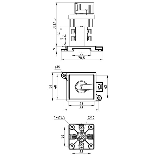 Пакетный переключатель 1-0-2, 10А, 2 полюса, e.cs.pro.1-0-2.2.10 ENEXT p093026