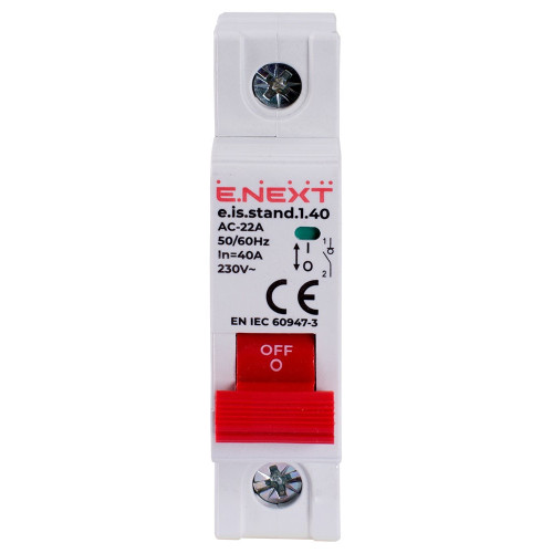 Выключатель нагрузки на DIN-рейку 40А, 1р, e.is.stand.1.40 ENEXT s082001