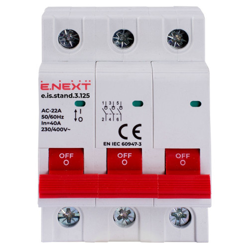 Выключатель нагрузки на DIN-рейку 125А, 3р, e.is.stand.3.125 ENEXT s082009