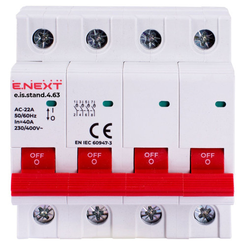 Выключатель нагрузки на DIN-рейку 63А, 4р, e.is.stand.4.63 ENEXT s082011