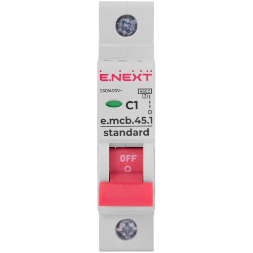 Модульный автоматический выключатель 1р, 1А, C, 4,5 кА, e.mcb.stand.45.1.C1 Enext s002001