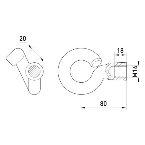 Гак-гайка D38, М16, e.nut.hook.pro.38.16 Enext p034001