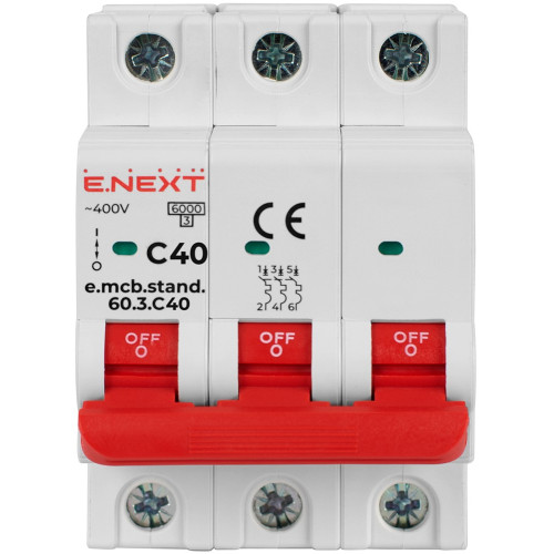 Автомат 40 А, 3-фазный, тип С, e.mcb.stand.60.3.C40 Enext s002135