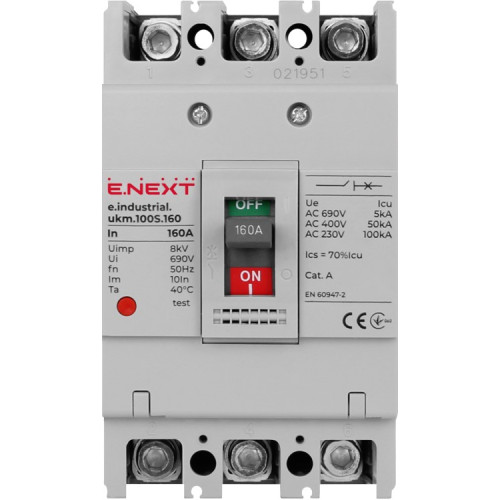 Силовой автомат 160 А, трехфазный, 35кА, e.industrial.ukm.100S.160 Enext i0010034