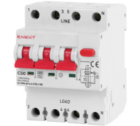 Трехфазный дифавтомат 50А, 100мА, кривая С, тип А, e.rcbo.pro.4.C50.100 Enext