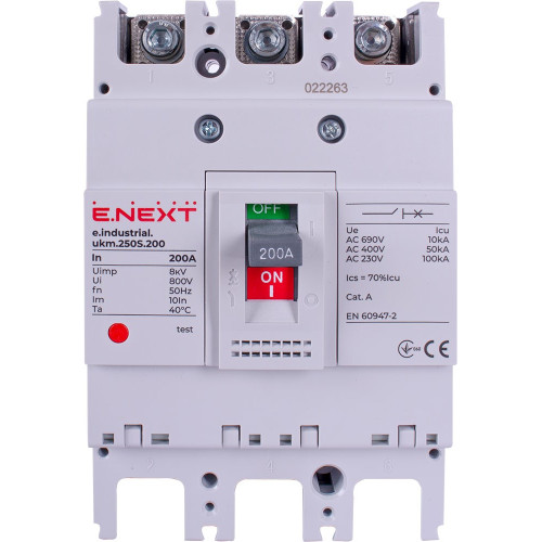 Силовой автомат 200 А, трехфазный, 35кА, e.industrial.ukm.250S.200 Enext i0010008