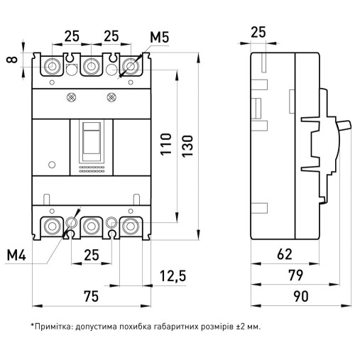 Силовой автомат 63 А, трехфазный, 10кА, e.industrial.ukm.60S.63 Enext i0010004