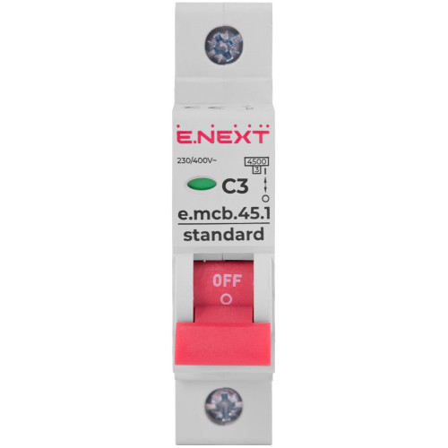Модульный автоматический выключатель 1р, 3А, C, 4,5 кА, e.mcb.stand.45.1.C3 Enext s002003