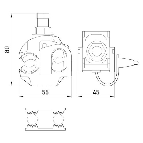 Ответвительный прокалывающий зажим 50-150 кв.мм/6-50кв.мм, e.pricking.clamp.pro.50.150.6.50 Enext p028002