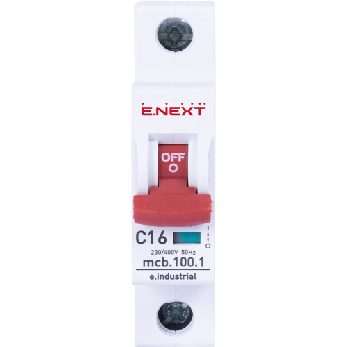 Автомат 16 А, 1-фазный, тип С, e.industrial.mcb.100.1.C16 Enext i0180003