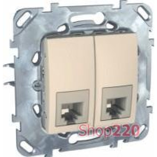 Розетка телефонная RJ-11, 1 модуль, слоновая кость, Unica MGU3.490.25 Schneider