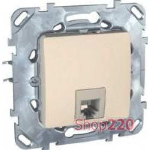 Розетка телефонная RJ-11, 2 модуля, слоновая кость, Unica MGU3.492.25 Schneider