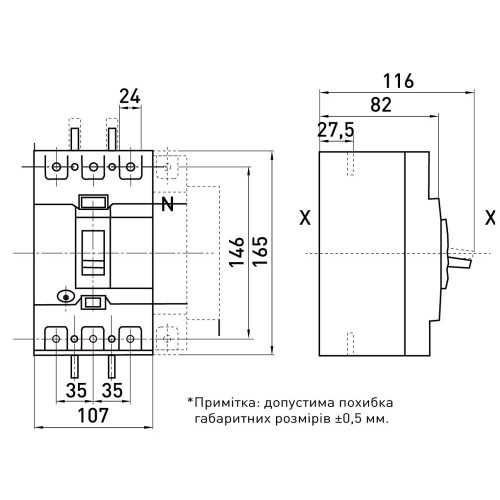 Силовой автомат с электронным расцепителем 200 А, 3-фазный, e.industrial.ukm.250Re.200 Enext i0770043
