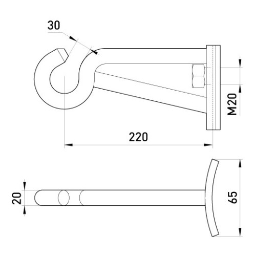 Угловой крюк 208мм, М20, e.angle.hook.pro.20.20.208 Enext p035002
