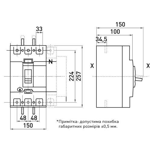 Силовой автомат с электронным расцепителем 320 А, 3-фазный, e.industrial.ukm.400Re.320 Enext i0770061