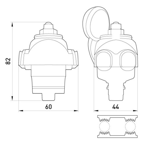 Изолированный прокалывающий зажим 10-95 кв.мм/10-95 кв. мм, e.pricking.clamp.pro.10.95.10.95 Enext p028012