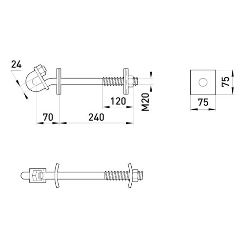 Сквозной крюк 240мм, М20 с предохранительной пластиной, e.through.hook.pro.310.20.s Enext p032002