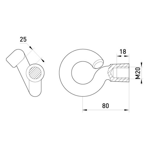 Гак-гайка D38, М20, e.nut.hook.pro.38.20 Enext p034002