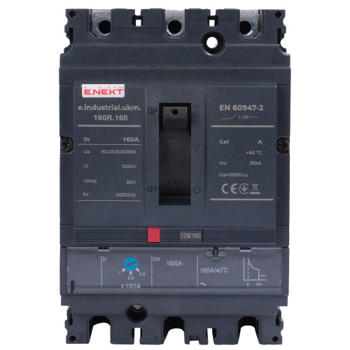 Силовой автоматический выключатель с регулировкой 160А, 3р, e.industrial.ukm.160R.160 ENEXT i091007