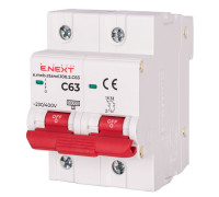 Автомат 63 А, 2-полюсный, тип С, e.mcb.stand.100.2.C63 Enext