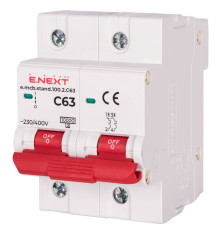 Автомат 63 А, 2-полюсный, тип С, e.mcb.stand.100.2.C63 Enext