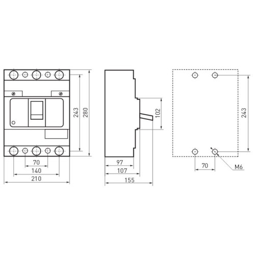 Силовой автоматический выключатель 630 А, 3-фазный, e.industrial.ukm.630SL.630 Enext i0660021
