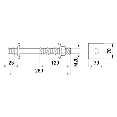 Проходной болт 280 мм, М20, e.com.bolt.pro.280.20 Enext p033005